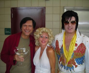 Carey with Alan Alda and Elvis - Carey Torrice at an event playing Marilyn Monroe with celebrity impersonations of Alan Alda and Elvis...or...maybe it is the REAL ELVIS!