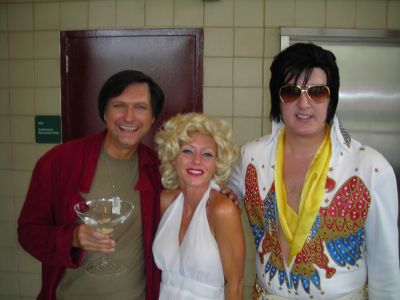 Carey with Alan Alda and Elvis - Carey Torrice at an event playing Marilyn Monroe with celebrity impersonations of Alan Alda and Elvis...or...maybe it is the REAL ELVIS!