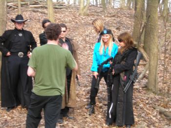 Behind the scenes - Carey as "Chase" filming a scene for an upcoming series!