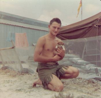 Carey's Dad - Carey Torrice's Father in Vietnam with a Dog he adopted and fostered in 1967.