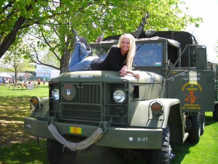 Bone Shaker - Carey modeling the finest military vehicle in town!