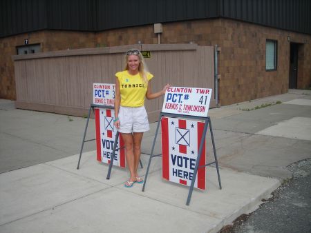 Primary Election - Carey Torrice standing at one of the polls on election day!