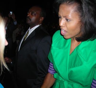 Carey with Michelle Obama - Carey Torrice speaks with First Lady Michelle Obama at an event.