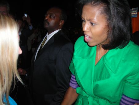 Carey with Michelle Obama - Carey Torrice speaks with First Lady Michelle Obama at an event.