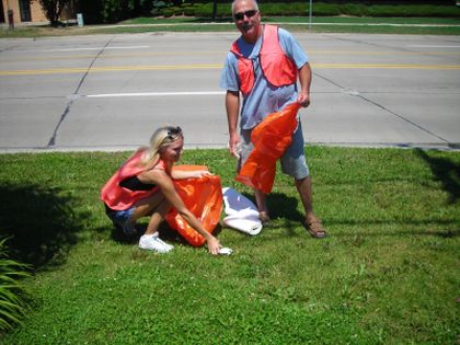 Carey Torrice Adopts a Road - Macomb County Commissioner Carey Torrice with Dan Demeester.  Road Clean up on Garfield road from 18 mile to Hall road.