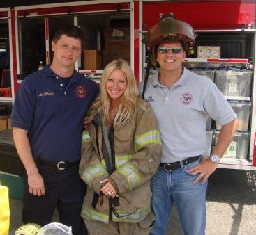 Fire Ems Fun Day - Carey Torrice is shown with Lt. Mc Intosh and Lt. Smith.