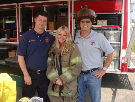 Fire Ems Fun Day - Carey Torrice is shown with Lt. Mc Intosh and Lt. Smith.