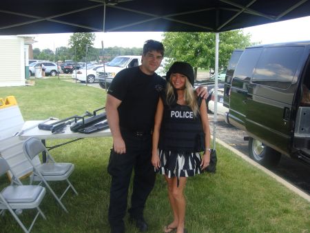 Cops "n" Kids Fun Day - Carey Torrice thanks the Policeman for making Clinton Twp.