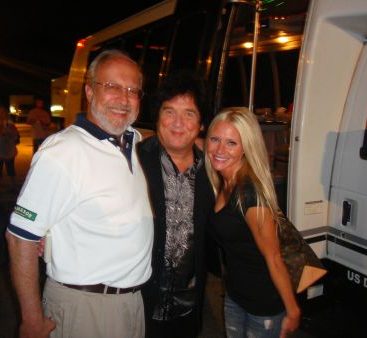 Carey with The Romantics - Carey Torrice poses backstage at the Selfridge ANG Base concert with The Romantics singer Wally Palmar (Center) and Macomb County Commissioner Andrey Duzyj (Left).