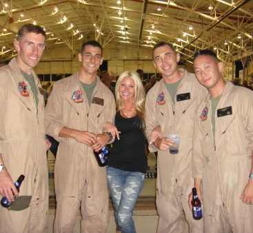 Carey with USMC Pilots - Carey Torrice poses at the Selfridge ANG base with several USMC pilots during the annual air show. Carey's father was also a US Marine. Semper Fi!
