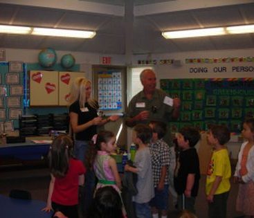 Carey teaching Children - Macomb County Commissioner Carey Torrice teaching children about becoming a private eye during career day